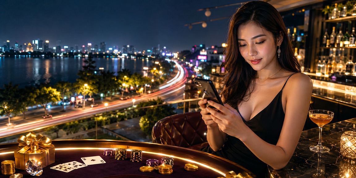 Không gian neon sôi động tại Hà Nội với bàn baccarat trực tuyến đầy hấp dẫn
