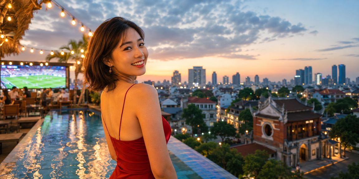 Người phụ nữ Việt Nam tại Hà Nội theo dõi kết quả cá cược thể thao trực tuyến trên điện thoại